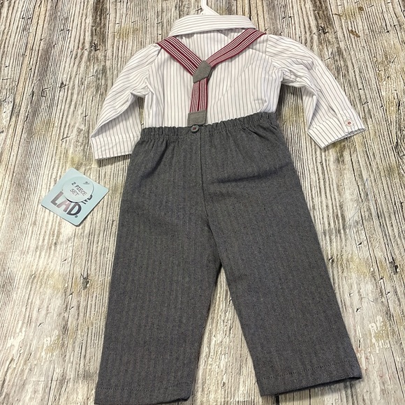 NWT Little Lad Baby Boy's 3 Piece Shirt, Pants and suspender elastic Set- - Picture 5 of 6
